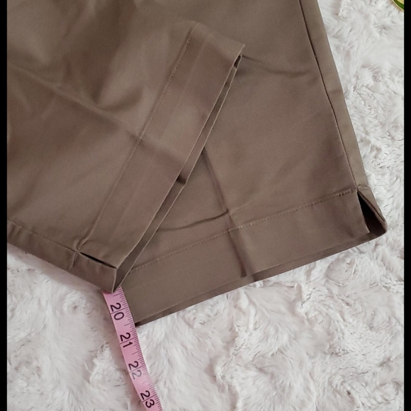 DOCKERS tan brown capri length pants side slits 16 Tall - Picture 6 of 9